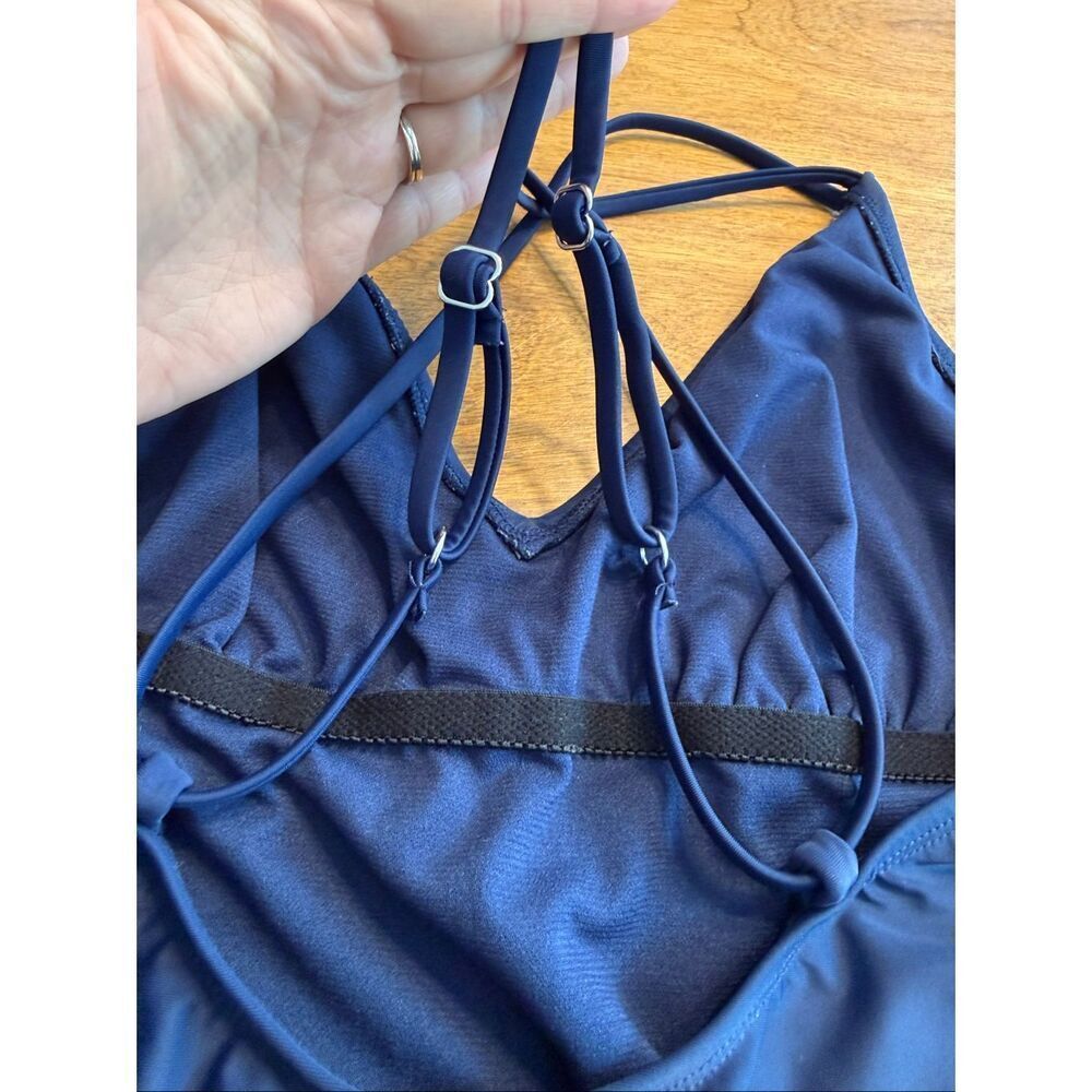 Hurley Women's V-Neck Strappy Crisscross Back One Piece Swimsuit Navy Size XL - Picture 6 of 8